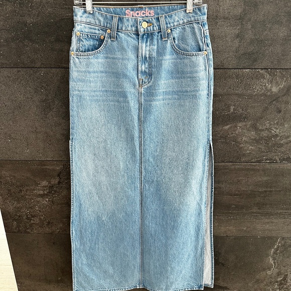 Mother Snacks Lil Fun Dip Slice Denim Maxi Skirt Nothing Else Like It Size 25 - Picture 4 of 14